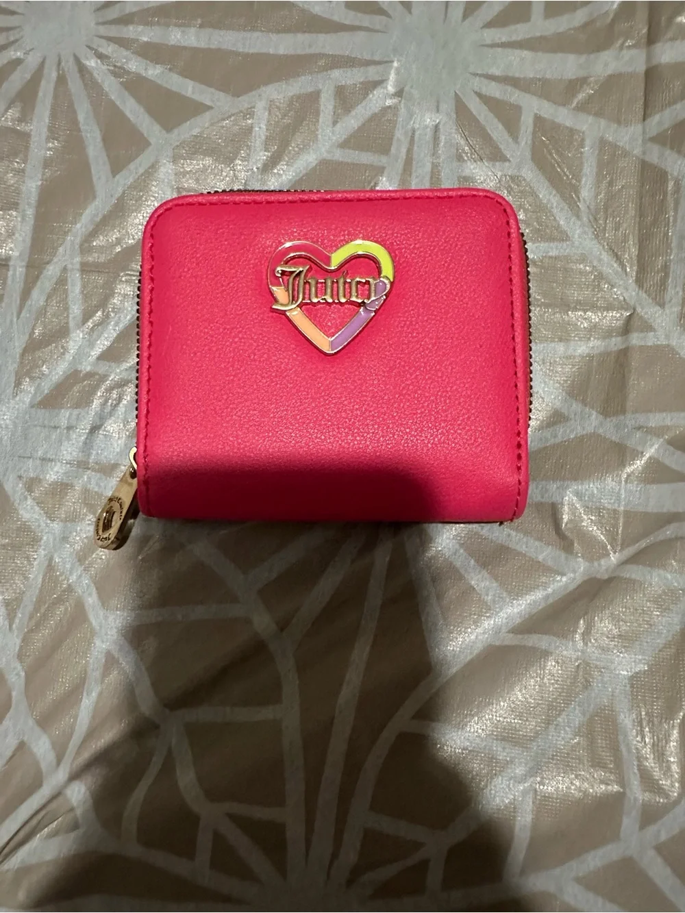 Juicy Couture Hot Pink Heart Zip Wallet